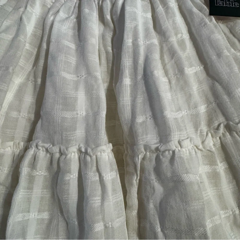 NWT Wild Fable white tiered flare lined mini skirt elastic waist patterned, M.